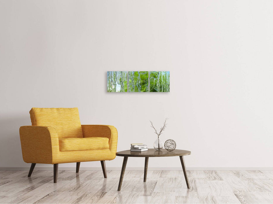 Panoramic 3-piece canvas picture Behind the waterfall