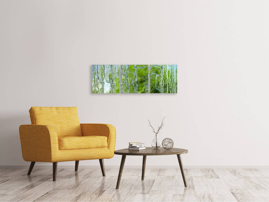 Panoramic 3-piece canvas picture Behind the waterfall