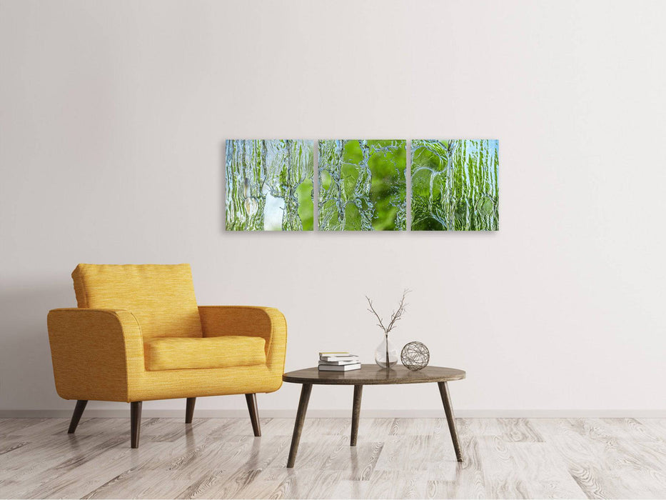 Panoramic 3-piece canvas picture Behind the waterfall