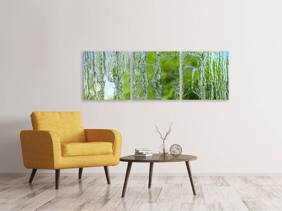 Panoramic 3-piece canvas picture Behind the waterfall