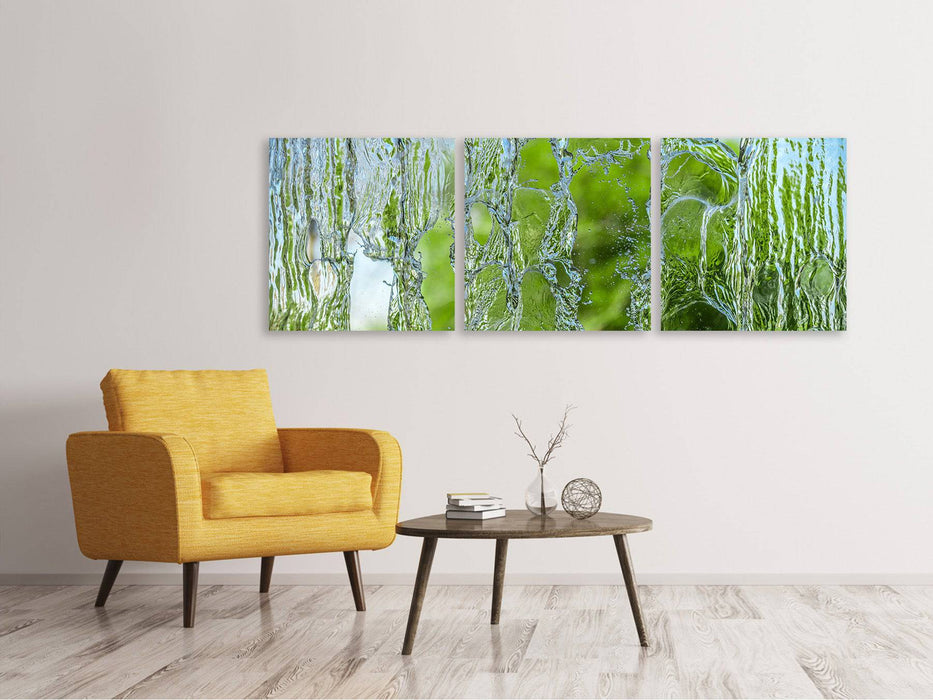 Panoramic 3-piece canvas picture Behind the waterfall