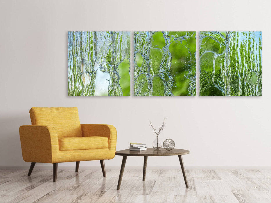 Panoramic 3-piece canvas picture Behind the waterfall