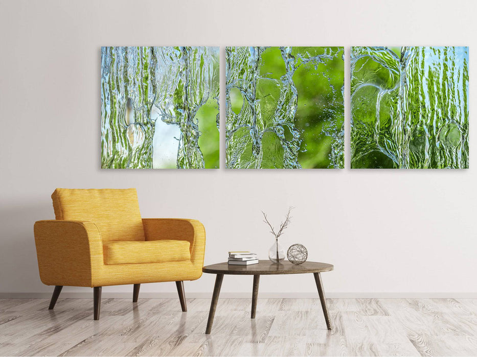 Panoramic 3-piece canvas picture Behind the waterfall