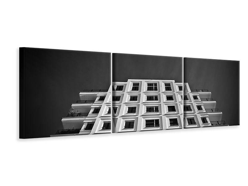 Panorama 3-piece canvas picture Imposing building