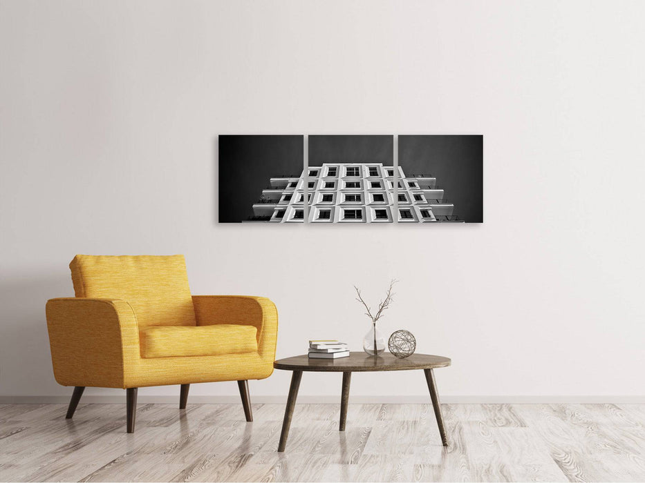 Panorama 3-piece canvas picture Imposing building