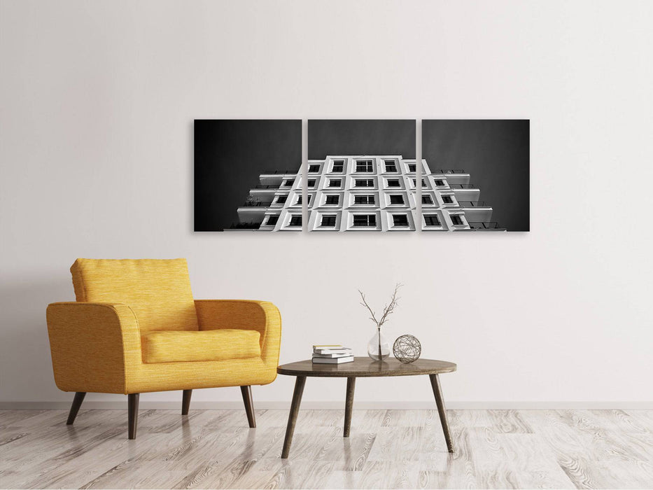 Panorama 3-piece canvas picture Imposing building