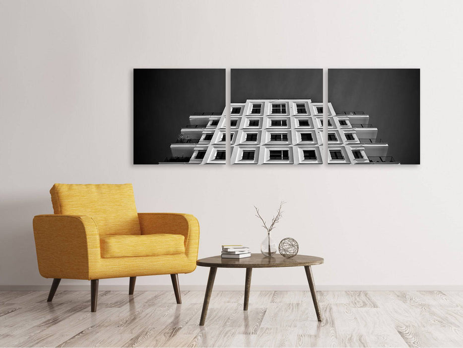 Panorama 3-piece canvas picture Imposing building