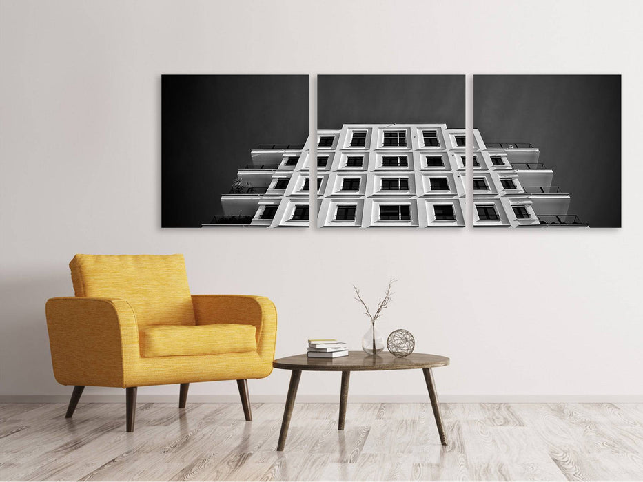 Panorama 3-piece canvas picture Imposing building