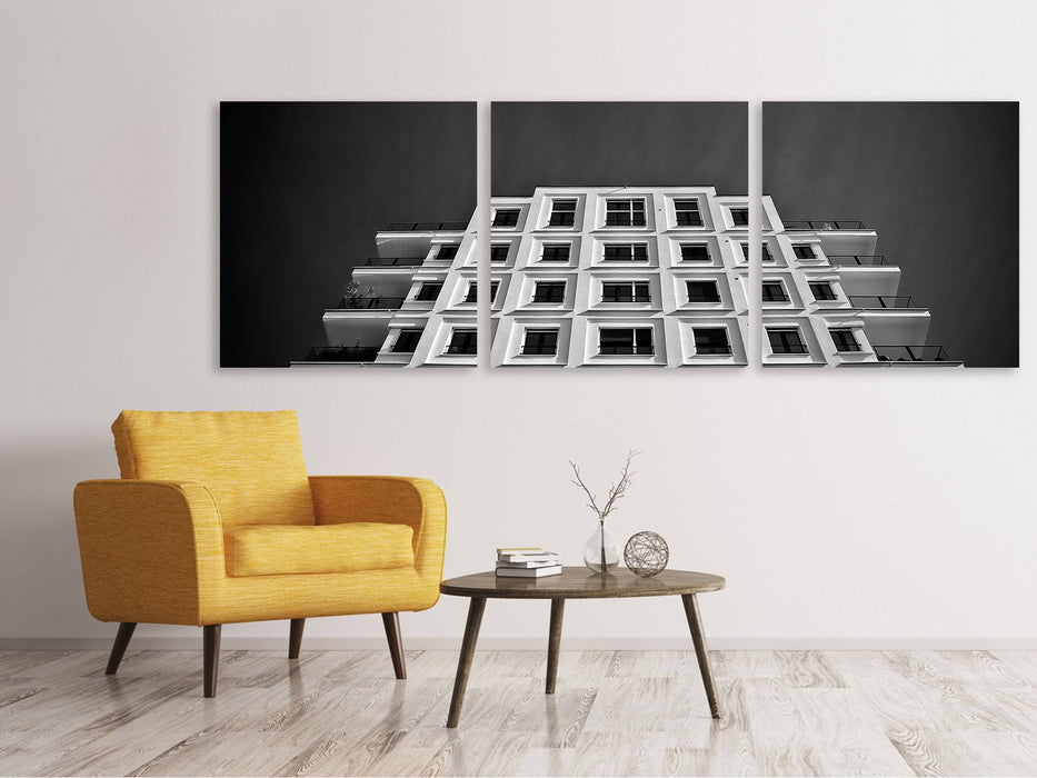 Panorama 3-piece canvas picture Imposing building