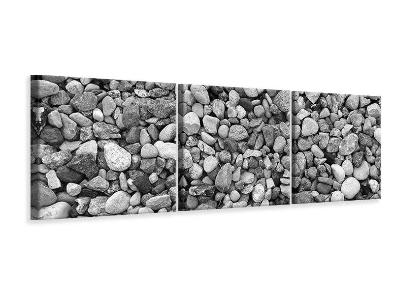 Panoramic 3-piece canvas picture pebble wall