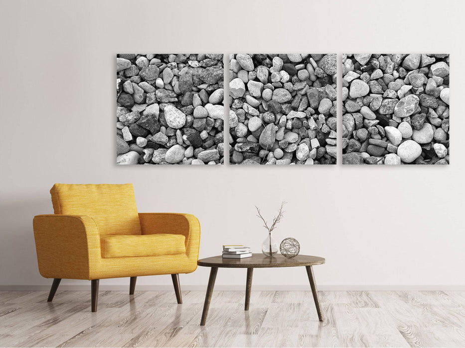 Panoramic 3-piece canvas picture pebble wall