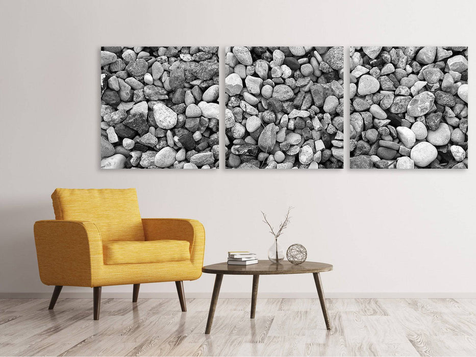 Panoramic 3-piece canvas picture pebble wall