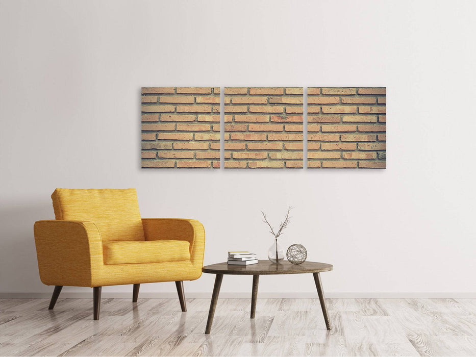 Panoramic 3-piece canvas picture Classic brick wall