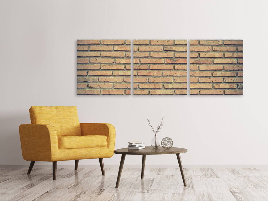 Panoramic 3-piece canvas picture Classic brick wall