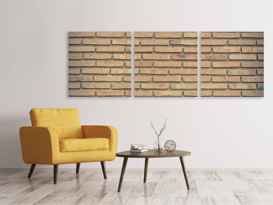 Panoramic 3-piece canvas picture Classic brick wall