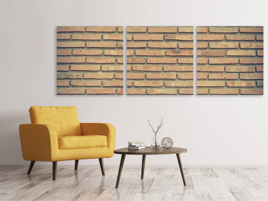 Panoramic 3-piece canvas picture Classic brick wall