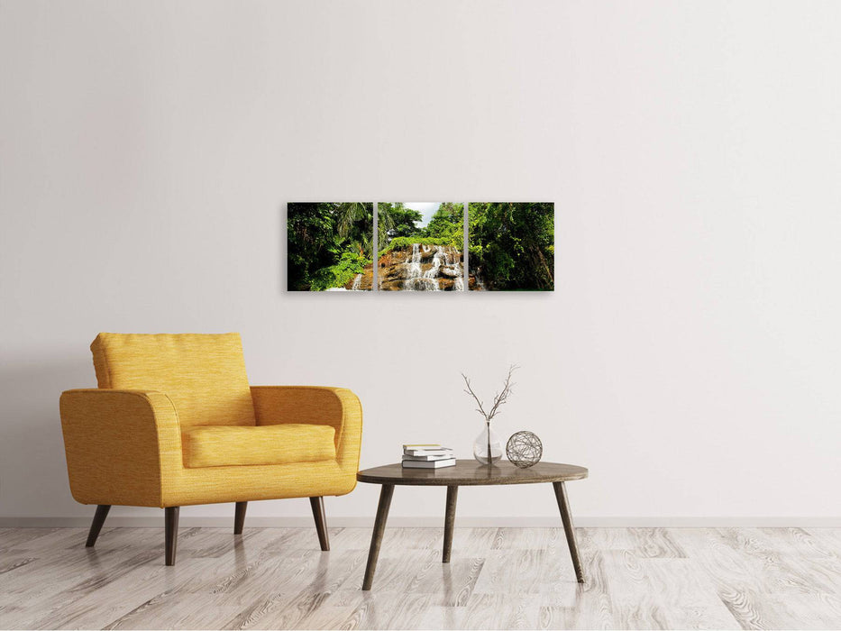 Panoramic 3-piece canvas picture lagoon