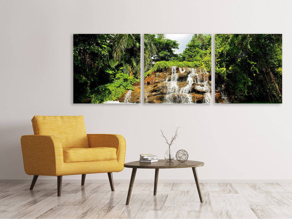 Panoramic 3-piece canvas picture lagoon