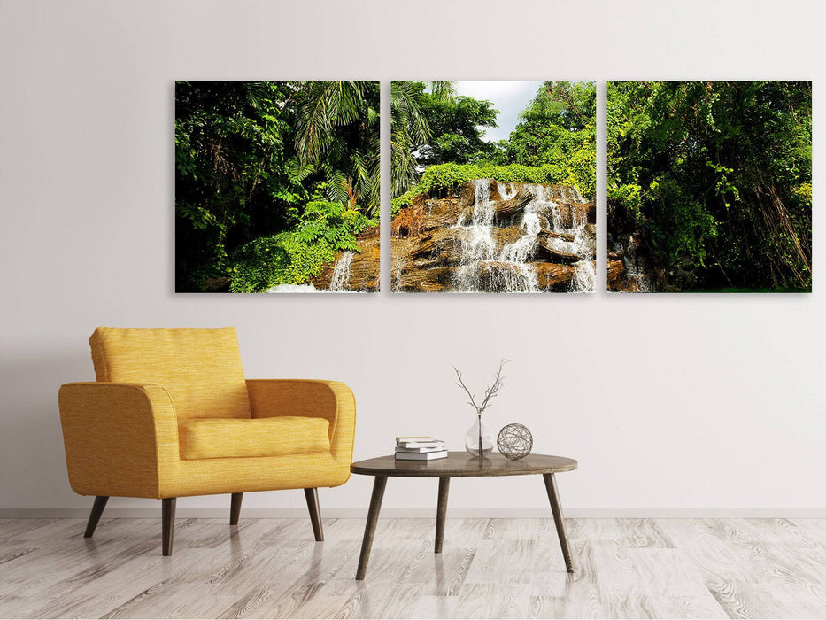 Panoramic 3-piece canvas picture lagoon