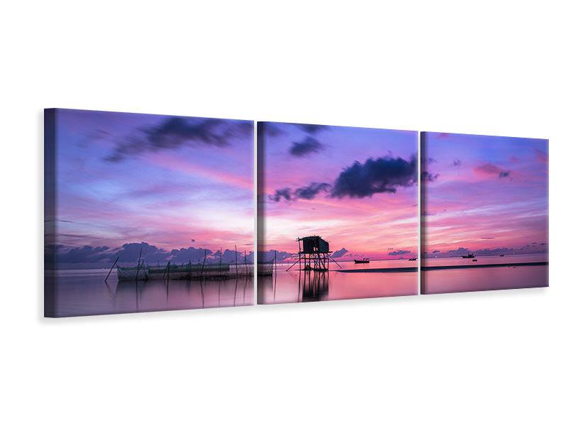 Tableau sur toile panoramique en 3 parties Lever de soleil tranquille