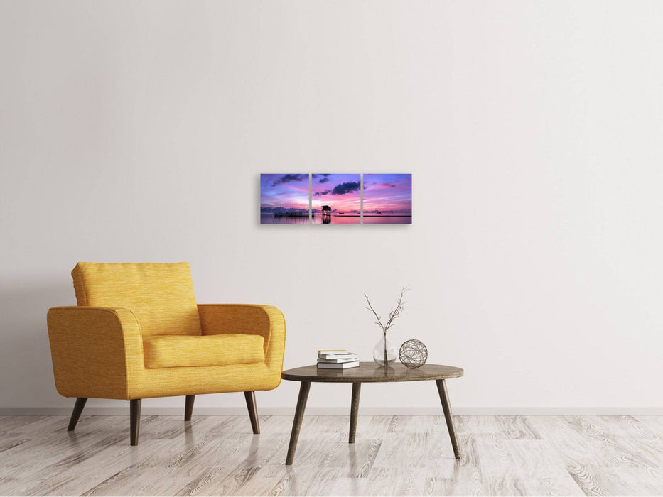 Tableau sur toile panoramique en 3 parties Lever de soleil tranquille