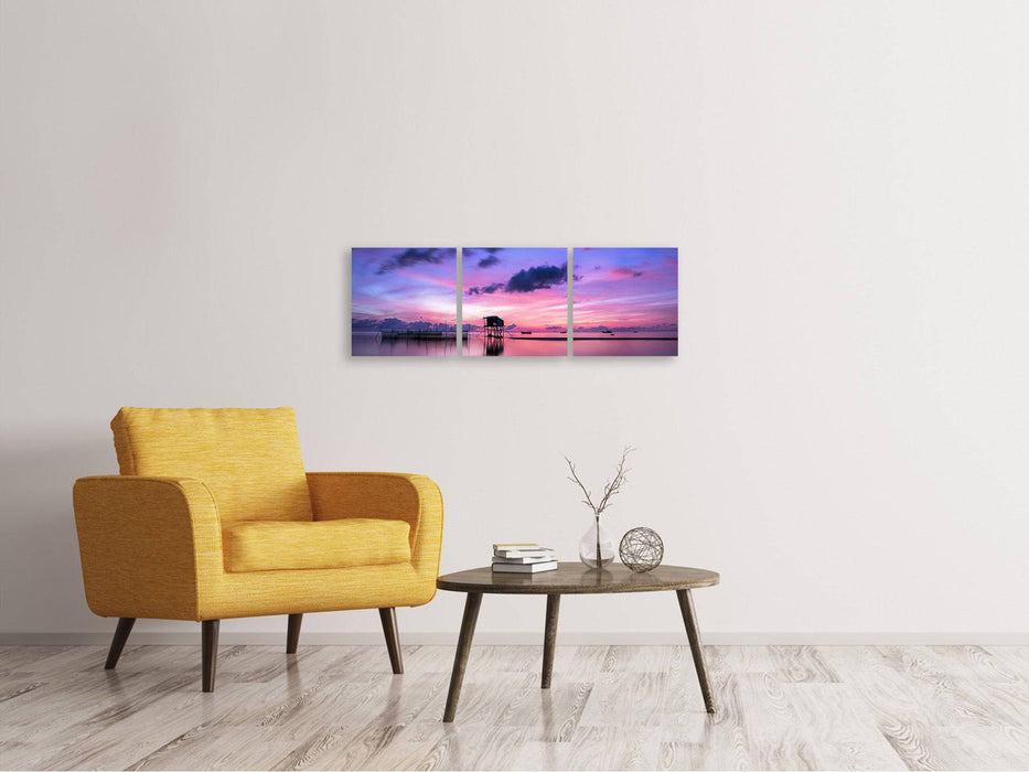 Tableau sur toile panoramique en 3 parties Lever de soleil tranquille