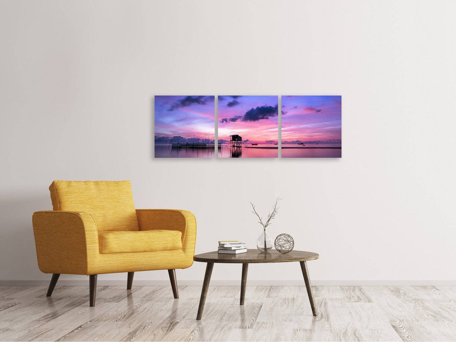 Tableau sur toile panoramique en 3 parties Lever de soleil tranquille