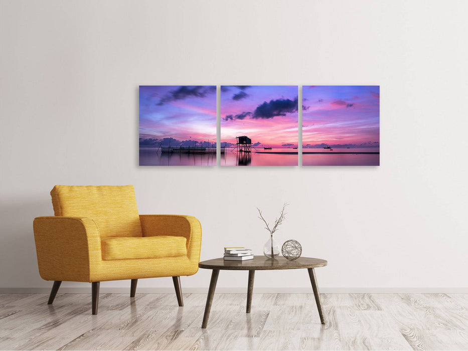 Tableau sur toile panoramique en 3 parties Lever de soleil tranquille