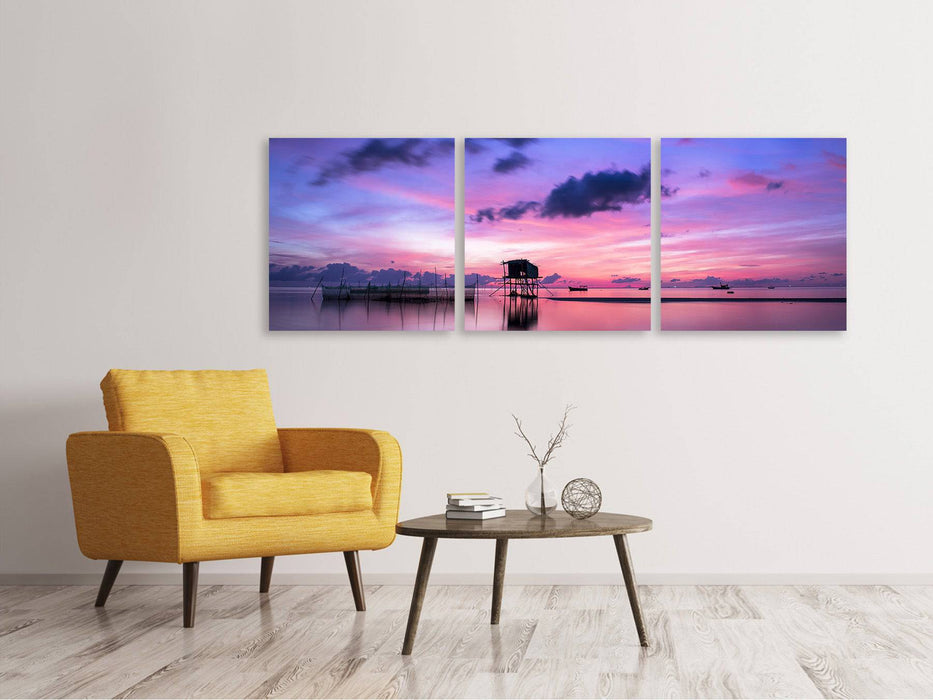 Tableau sur toile panoramique en 3 parties Lever de soleil tranquille