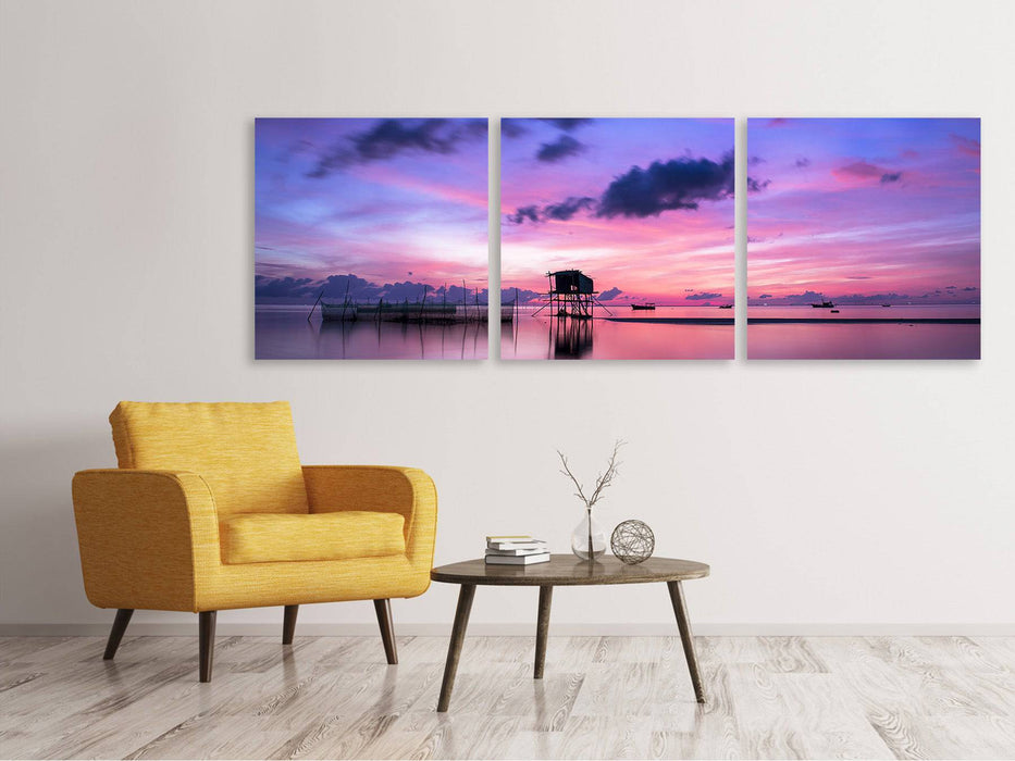 Tableau sur toile panoramique en 3 parties Lever de soleil tranquille