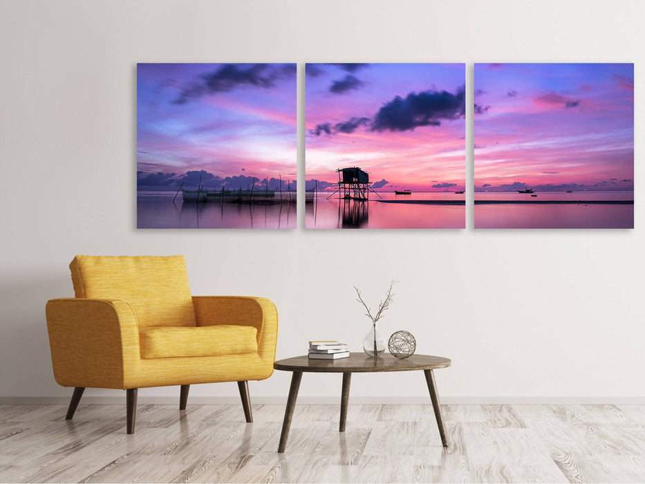 Tableau sur toile panoramique en 3 parties Lever de soleil tranquille