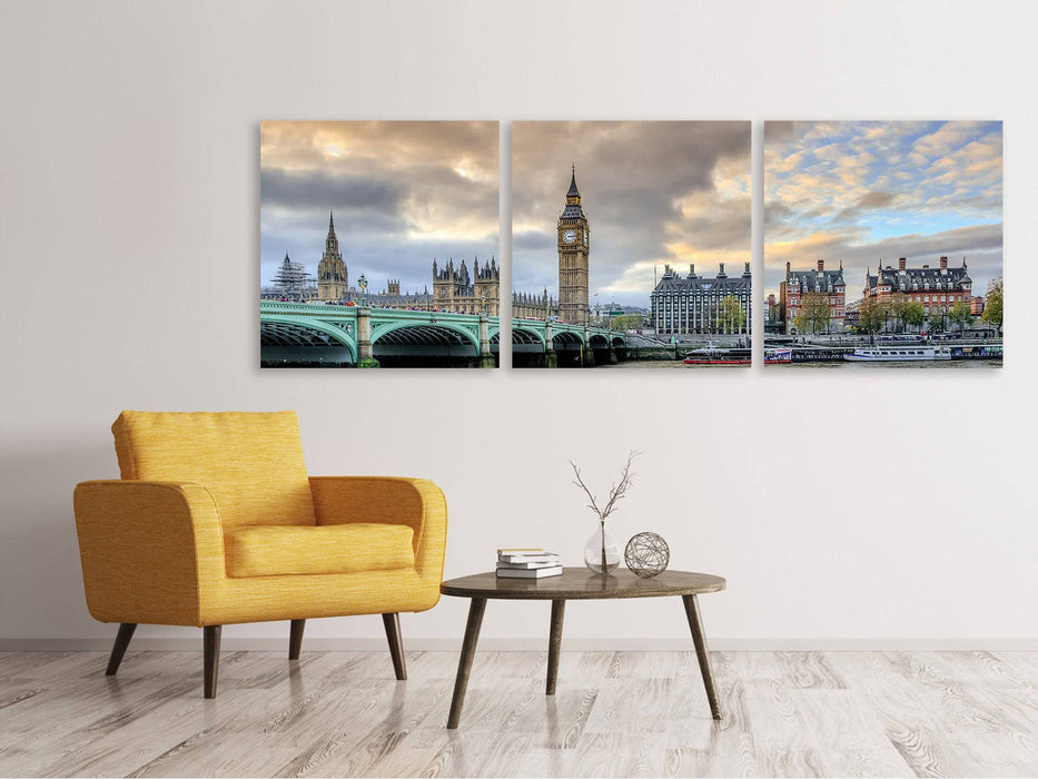 Panoramic 3-piece canvas picture London UK