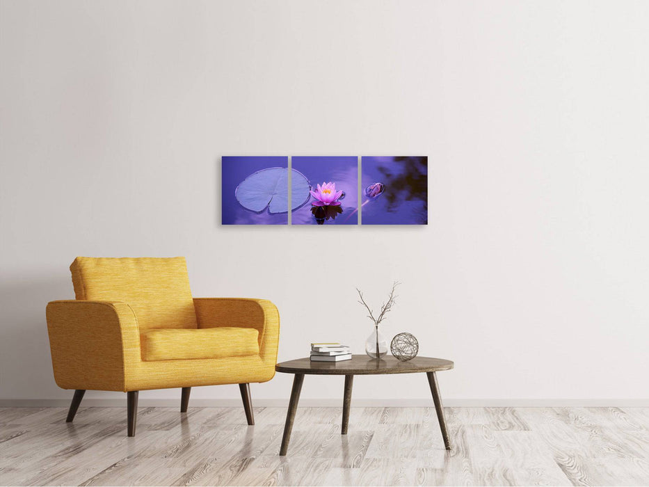 Tableau sur toile en 3 parties Panorama Fleur de lotus