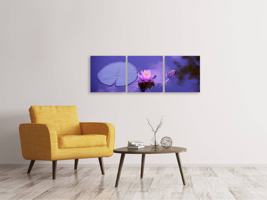 Tableau sur toile en 3 parties Panorama Fleur de lotus