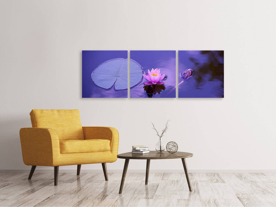 Tableau sur toile en 3 parties Panorama Fleur de lotus