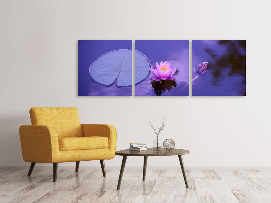 Tableau sur toile en 3 parties Panorama Fleur de lotus