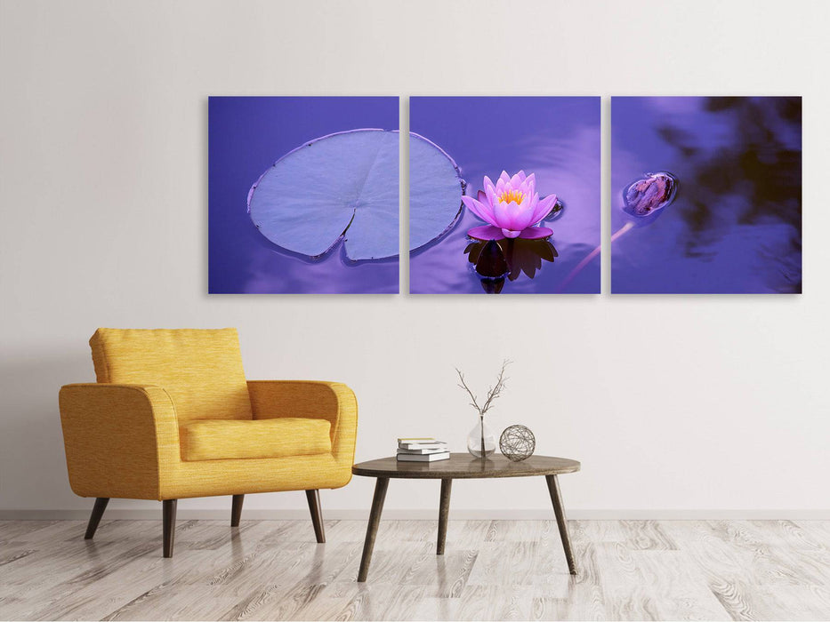 Tableau sur toile en 3 parties Panorama Fleur de lotus