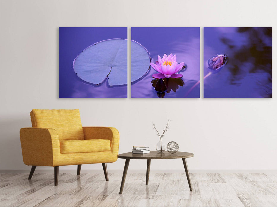 Tableau sur toile en 3 parties Panorama Fleur de lotus