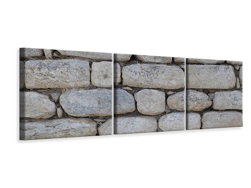 Panoramic 3-piece canvas picture wall made of natural stones