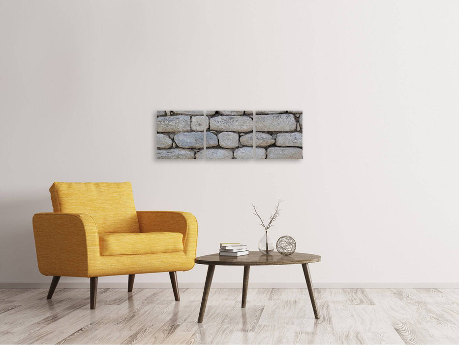 Panoramic 3-piece canvas picture wall made of natural stones