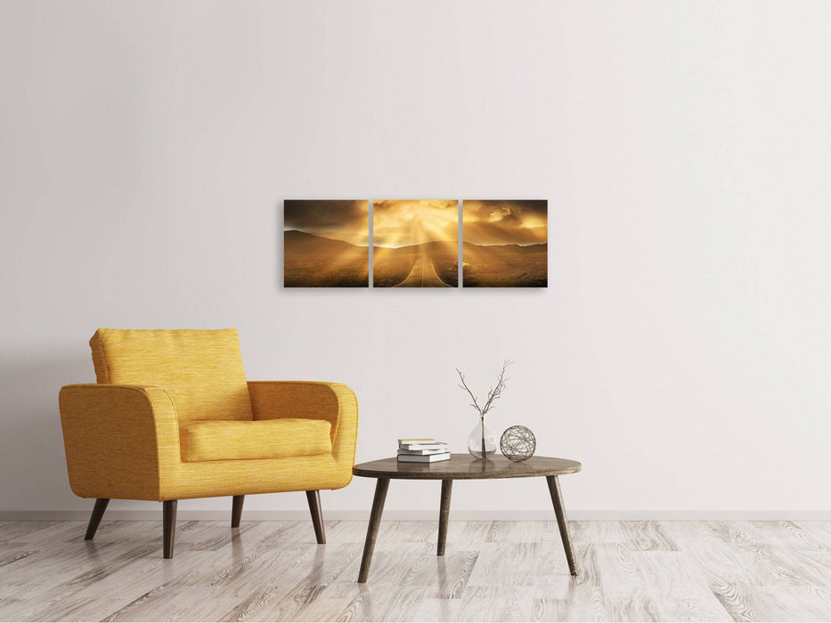 Tableau sur toile panoramique en 3 parties Rue Mystique