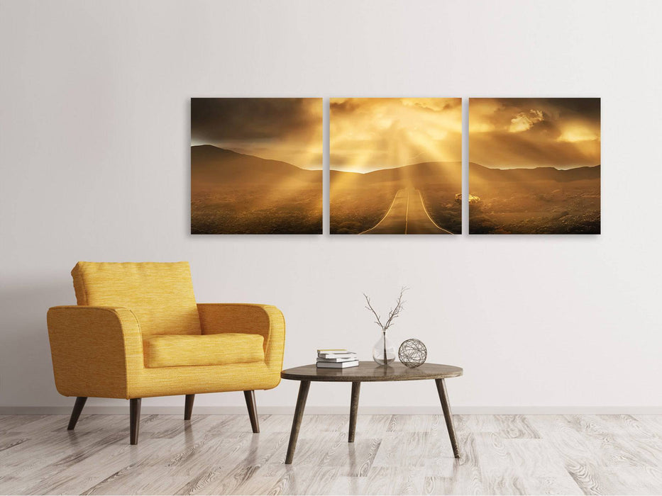 Tableau sur toile panoramique en 3 parties Rue Mystique