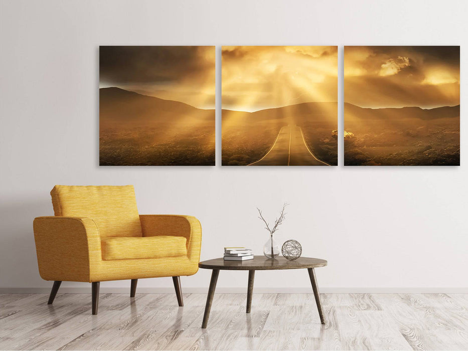 Tableau sur toile panoramique en 3 parties Rue Mystique