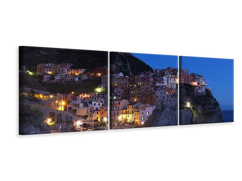 Panoramic 3-piece canvas picture Night in Cinque