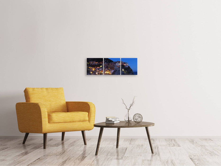 Panoramic 3-piece canvas picture Night in Cinque