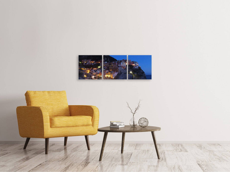 Panoramic 3-piece canvas picture Night in Cinque