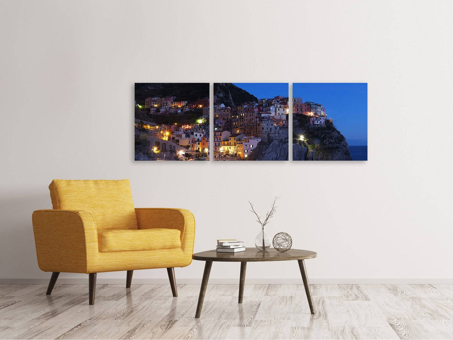 Panoramic 3-piece canvas picture Night in Cinque