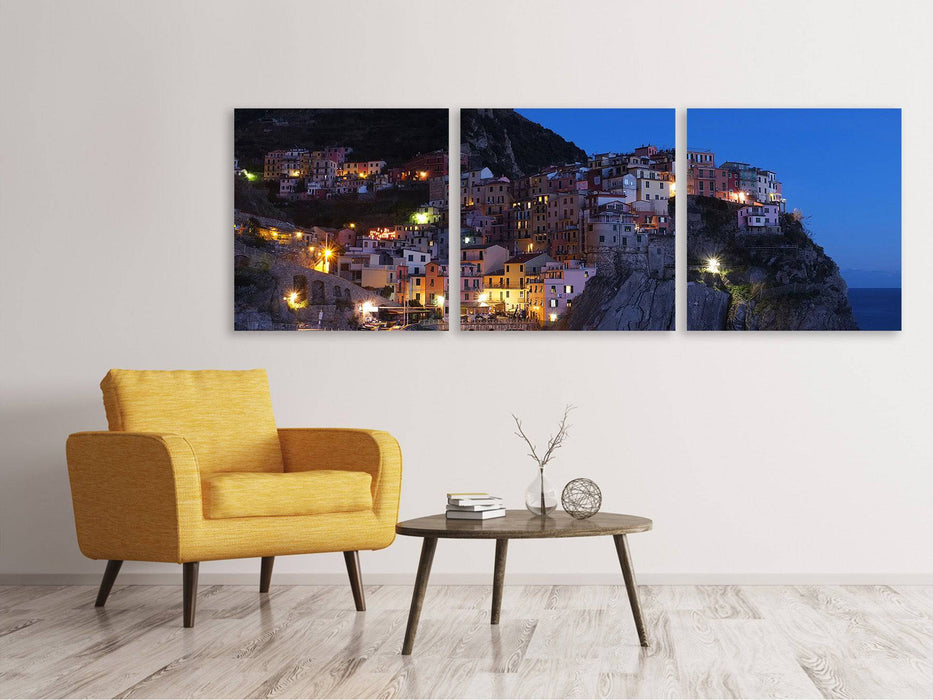 Panoramic 3-piece canvas picture Night in Cinque