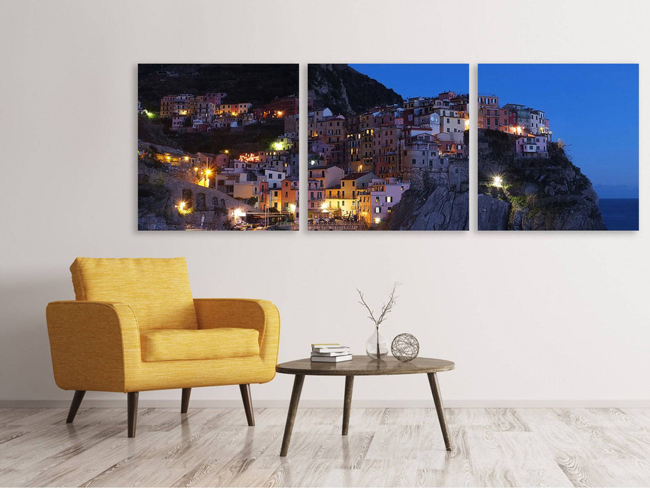 Panoramic 3-piece canvas picture Night in Cinque