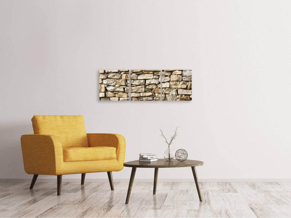 Panorama canvas picture 3 pieces natural stones